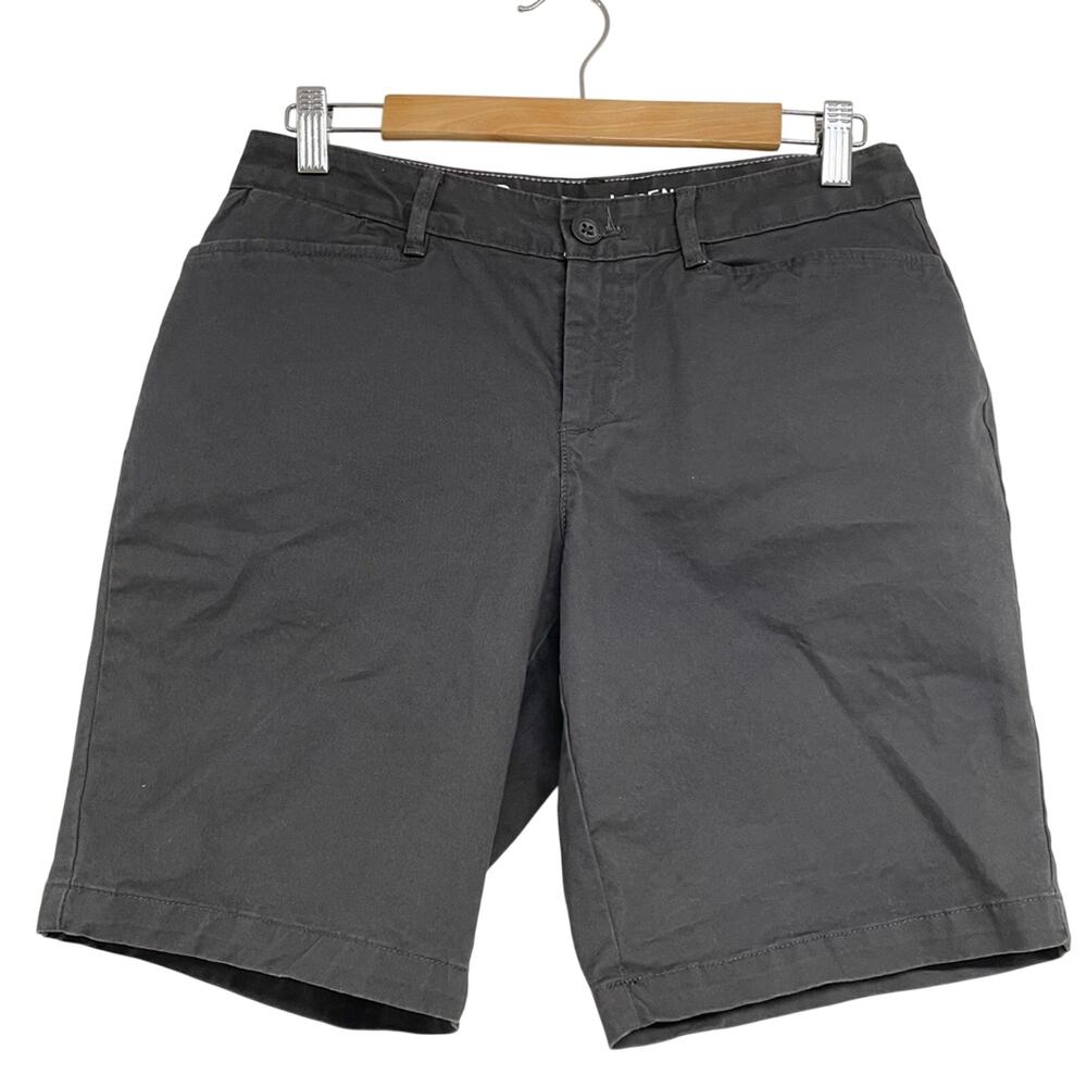 Eddie Bauer Grey Flat Front Chino Shorts Curvy Womens 6 Hiking Gorpcore Casual